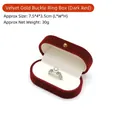 Velvet ring box in wine red with gold clasp and white lining, sized 7.5x4x3.5cm - Single Ring Box / 7.5*4*3.5cm / Burgundy