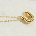 14K gold plated initial U pendant necklace with a 3D balloon puff style design - Letter U
