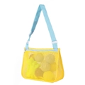 Yellow mesh shell bag for kids with adjustable blue shoulder strap and zipper closure - Yellow with Blue Strap / 21*25*8cm