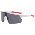 Cycling sunglasses with white frame and red non-slip tips for outdoor sports use - White Frame Gray Lens