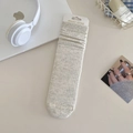 Light gray ribbed combed cotton mid-calf socks with premium melange texture and paper tag - One Size / Off-White Grey