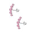 Pink zircon curved ear stud with five stones and silver-tone screw-back design - 5-Stone Pink Zirconia Curved