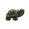 Carved dalmatian stone turtle figurine with black spots on a beige base for home decor - Dalmatian Jasper 1.5 Inch