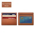 Brown faux leather slim card holder with four card slots including one ID window - 4 Slots Window Style / Brown