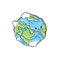 Spilla smaltata gatto terra carino con design azzurro e nuvole verdi - Gatto Blu Terra (XZ8382)