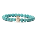 Turquoise elephant charm bracelet with 8mm round beads and white animal-shaped accent - Turquoise