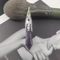 Colgante hexagonal de plata con piedra de amatista púrpura en revista de moda - Amatista (Sin Cadena)