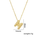 18K gold plated micro-pave zircon M letter necklace with 20mm balloon pendant charm - Letter M / Gold