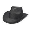 Detail van een zwarte glitter cowboyhoed met glanzende textuur voor clubfeestjes - M(56-58cm) / Zwart