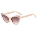 Cat-eye sunglasses for kids in cream beige frame with pink glitter accents - Off White Frame Gradient Tea Lens