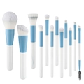 Blue and marble makeup brush set including 12 pieces for complete facial application - Clear Sky Blue + OPP Bag