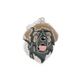 Dog head enamel pendant featuring brown and black color patches with sturdy metal ring - 43 Leonberger