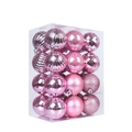 Set of 24 pink Christmas balls with matte and glitter finishes in a clear plastic box - Pink
