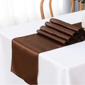 Luxurious brown satin table runner with a glossy finish for wedding and home decor - 30x275cm / Dark Coffee
