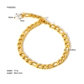 Bracelet de cheville Figaro en acier doré avec perle blanche et fermoir mousqueton - Chaîne Cubaine Pendentif Perle (YYA023032)