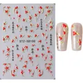 5D embossed nail art stickers STZ-5D100 featuring red berries and Chinese calligraphy - STZ-5D100 (Bare Sheet)