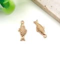 Set of two gold fish-shaped zinc alloy charms with scale texture for DIY jewelry - Ocean Fish