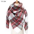 Soft red green and white plaid checkered cashmere scarf with fringe on mannequin - 140x140cm / 20# White Multicolor Plaid