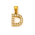 Pendentif lettre D en acier inoxydable doré orné de zircons cubiques scintillants - Lettre D (SP148G-D)