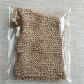 Natural jute fiber soap saver bag with white cotton drawstring and wooden bead - Jute/Wood Bead/Single/OPP Bag