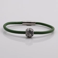 Bracciale in pelle verde con ciondolo Yin Yang e chiusura magnetica in acciaio - Verde