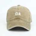 Classic washed khaki baseball cap with CIA 3D embroidery and vintage distressed finish - Adjustable / Khaki
