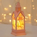 Pink Christmas lantern with reindeer print and warm LED light in church style - Pink Elk