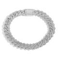 Bracciale a catena cubana da 10mm in argento con zirconi scintillanti su sfondo bianco - Bracciale da 7 Pollici (Lunghezza 18 cm) / Argento