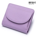 Mini portafoglio da donna in vera pelle con protezione RFID in colore lilla - Viola Chiaro