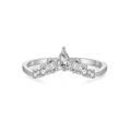 Elegante anello a corona in argento S925 con zirconi a taglio pera e rotondo - US 6 / Bianco