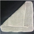 Off-white sisal exfoliating bath glove with mesh texture and hanging loop for skin care - 25x25cm Bound Cotton Linen Square Towel