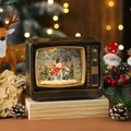 Close-up of retro Christmas TV snow globe lamp with snowman scene and glitter - Bronze Snowman (18.5*7*15cm 1330g)
