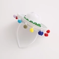 Mini white felt sombrero headband with colorful pom-poms for Mexican themed party - White Felt-Colorful Pompoms-White Band