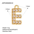 Vergulde roestvrijstalen letter E hanger met heldere kristallen voor DIY-sieraden - Letter E Hanger (JDP2406004-E) / 1 Stuk / Goud
