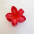 Vibrant red plumeria flower hair claw clip with a glossy finish for women's hairstyles - 8cm / Red