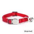 Dettaglio collare per gatti rosso riflettente in nylon con campanello e anello a D - Senza Incisione / Rosso