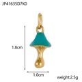 Polished gold mushroom pendant with blue enamel, height 1.8cm, width 1.0cm, weight 2.5g - Teal