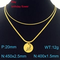Collana a doppio strato in acciaio inossidabile dorato con ciondolo floreale - Maggio Mughetto (Oro)