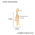 Golden stainless steel fish pendant with pink oil drip scales and lobster clasp - Pink Fish Gold Pendant (D296-5)
