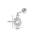 Silberner Piercing-Ohrstecker mit funkelndem Kristallblumen-Anhänger, 0,6 cm x 0,75 cm - Blütenblatt Ring (2640-4#) / Silber