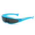 Occhiali da sole sportivi blu a forma di delfino con lenti grigie avvolgenti per ciclismo - Montatura Blu Lenti Grigie