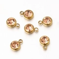 Champagne crystal stainless steel round charm pendant for DIY jewelry design - Gold Base Champagne