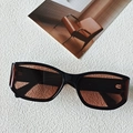 Retro black rectangular sunglasses with dark lenses on a minimalist card background - Transparent Dark Tea
