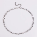 Macro detail of silver 5.5mm Figaro chain links with lobster clasp and extender - 5.5mm / Silver 40+5cm