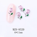 Detail of 3D tulip nail charms with pink enamel and silver base, measuring 6x11mm - Pink Tulip White K Base (8520)