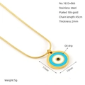 Details zur 18 Karat vergoldeten Evil Eye Halskette mit einer 45 cm langen Edelstahlkette - Runder Böser Blick (ZG1633+066)
