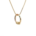 Chic gold box chain necklace featuring a colorful crystal ring pendant and textured link - Round with Bead / Gold