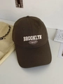 Detail of coffee cotton baseball cap with white 1947 Brooklyn 3D embroidery decoration - Brown