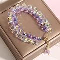 Bracelet double couche en cristal violet avec effet aurore et fermoir doré coulissant - Violet
