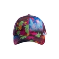 Detailed front view of baseball cap featuring colorful galaxy and maple leaf print - One Size / Starry Maple Leaf